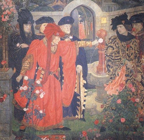 Henry Arthur Payne Plucking the Red and White Roses in the Old Temple Gardens china oil painting image